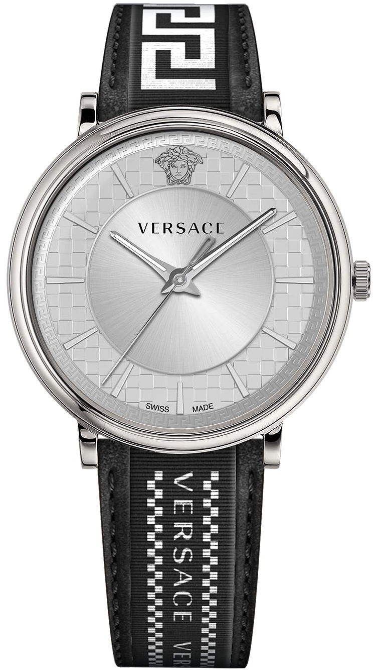 Versace Herrklocka VE5A01021 V Circle Silverfärgad/Läder Ø42 mm - Versace