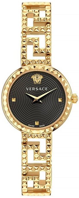 Versace Damklocka VE7A00423 Greca Svart/Gulguldtonat stål Ø28 mm