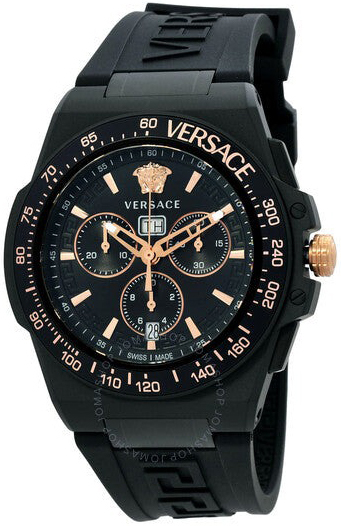 Versace Herrklocka VE7H00323 Greca Grå/Gummi Ø45 mm - Versace