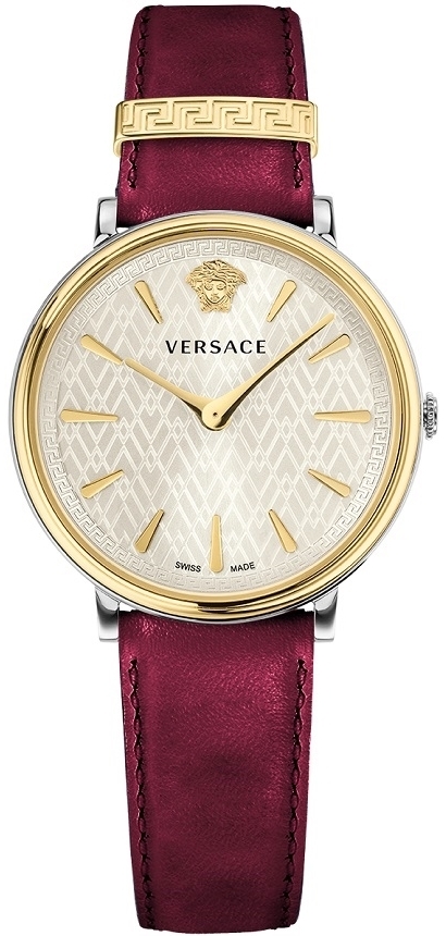Versace Damklocka VE8100719 V Circle Guldtonad/Läder Ø38 mm - Versace