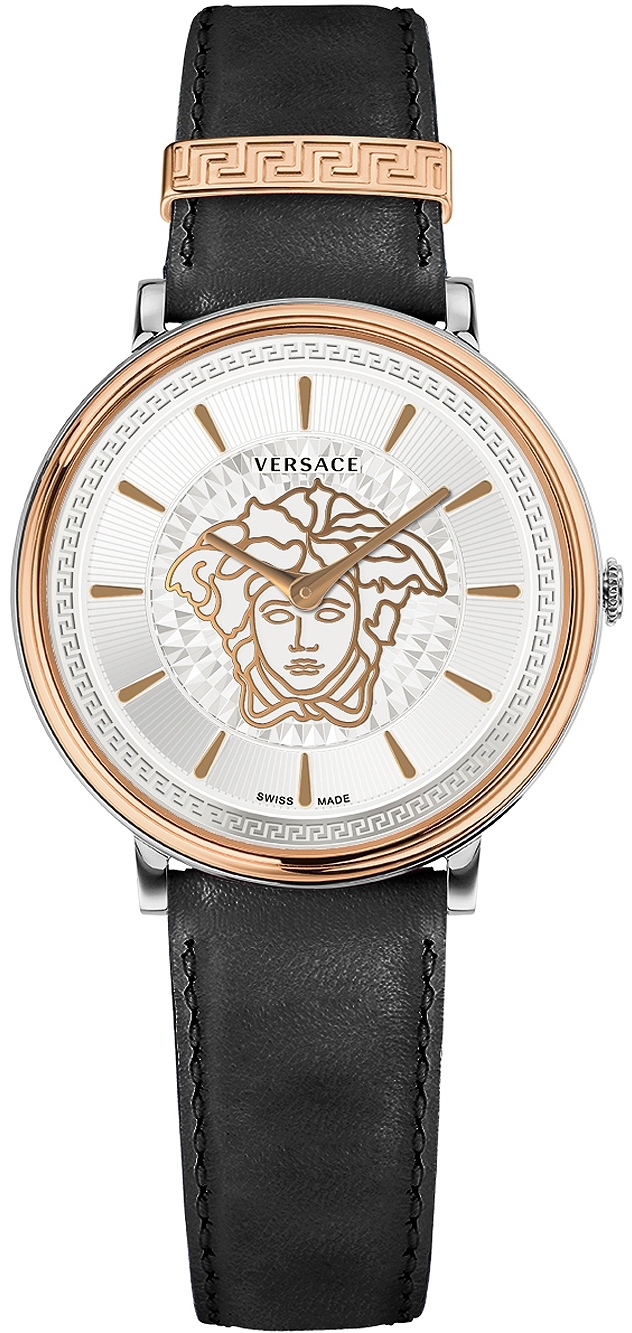 Versace Damklocka VE8102919 V Circle Silverfärgad/Läder Ø38 mm - Versace