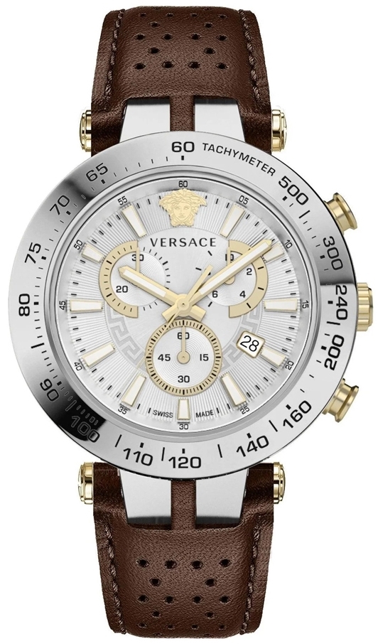 Versace Herrklocka VEJB00122 V Race Silverfärgad/Läder Ø46 mm - Versace