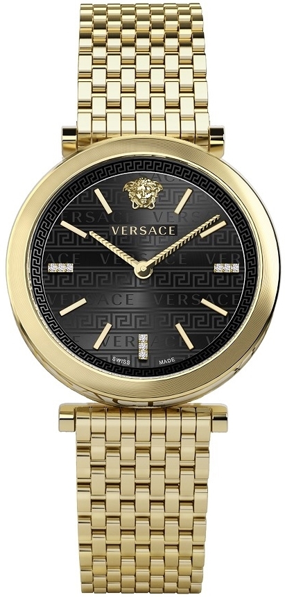 Versace Damklocka VELS01119 V Twist Diamonds Svart/Gulguldtonat stål - Versace