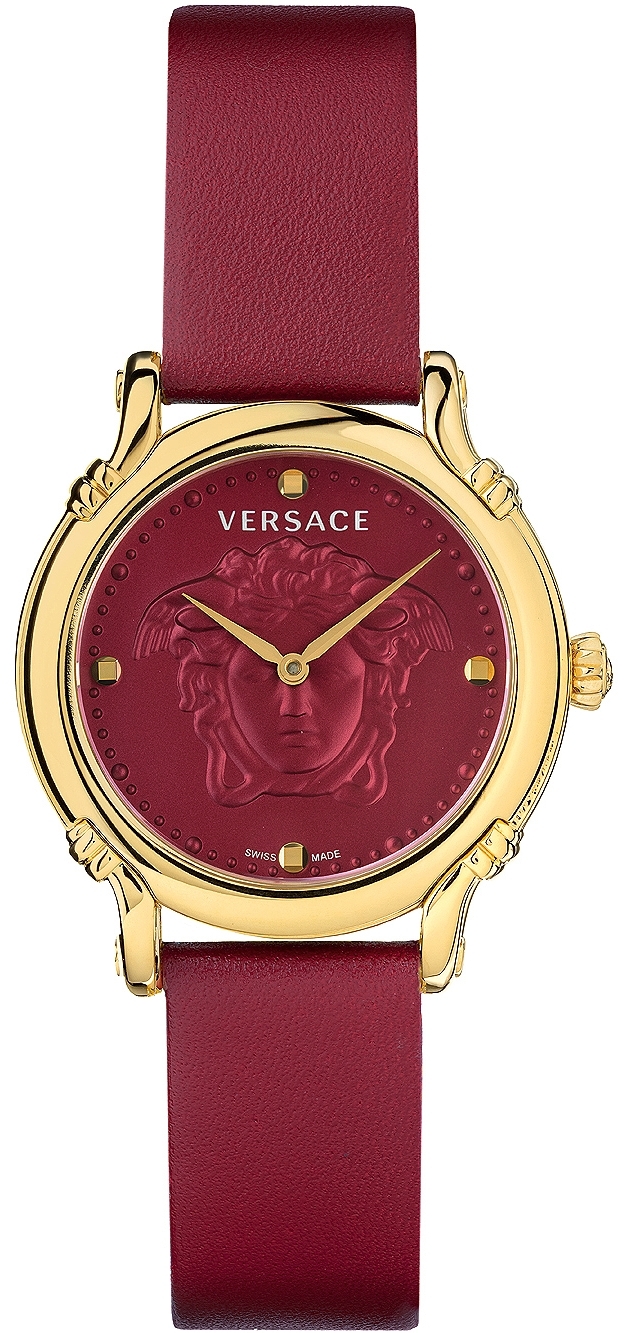 Versace Damklocka VEPN00220 Safety Pin Röd/Läder Ø34 mm - Versace