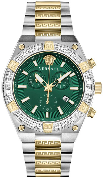 Versace Herrklocka VESO00622 Greca Chrono Grön/Gulguldtonat stål
