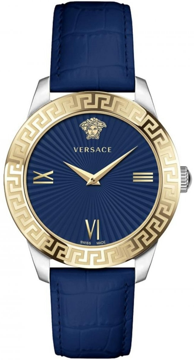 Versace Damklocka VEVC00219 Greca Blå/Läder Ø39 mm - Versace