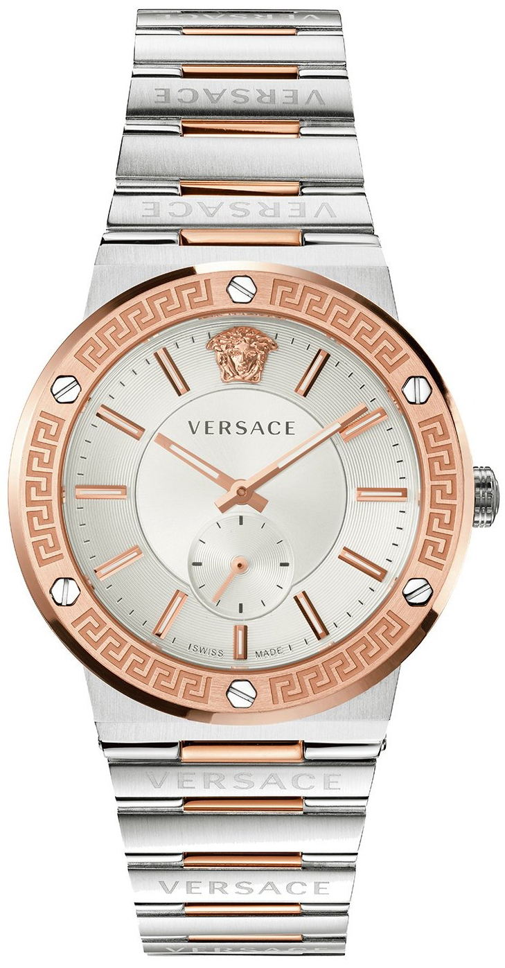 Versace Herrklocka VEVI00923 Greca Logo Silverfärgad/Roséguldstonat