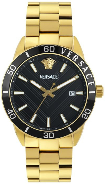 Versace Herrklocka VEYCA0724 Greca Svart/Gulguldtonat stål Ø43 mm - Versace