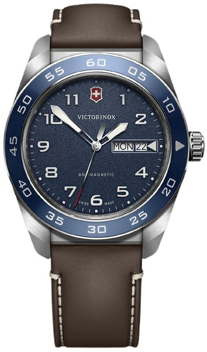 Victorinox Herrklocka 242040 Swiss Army Bl&aring;/L&auml;der &Oslash;42 mm