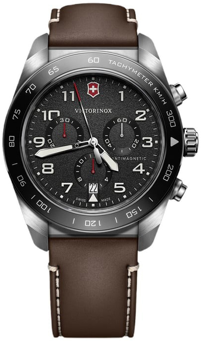 Victorinox Herrklocka 242046 Swiss Army Svart/L&auml;der &Oslash;42 mm