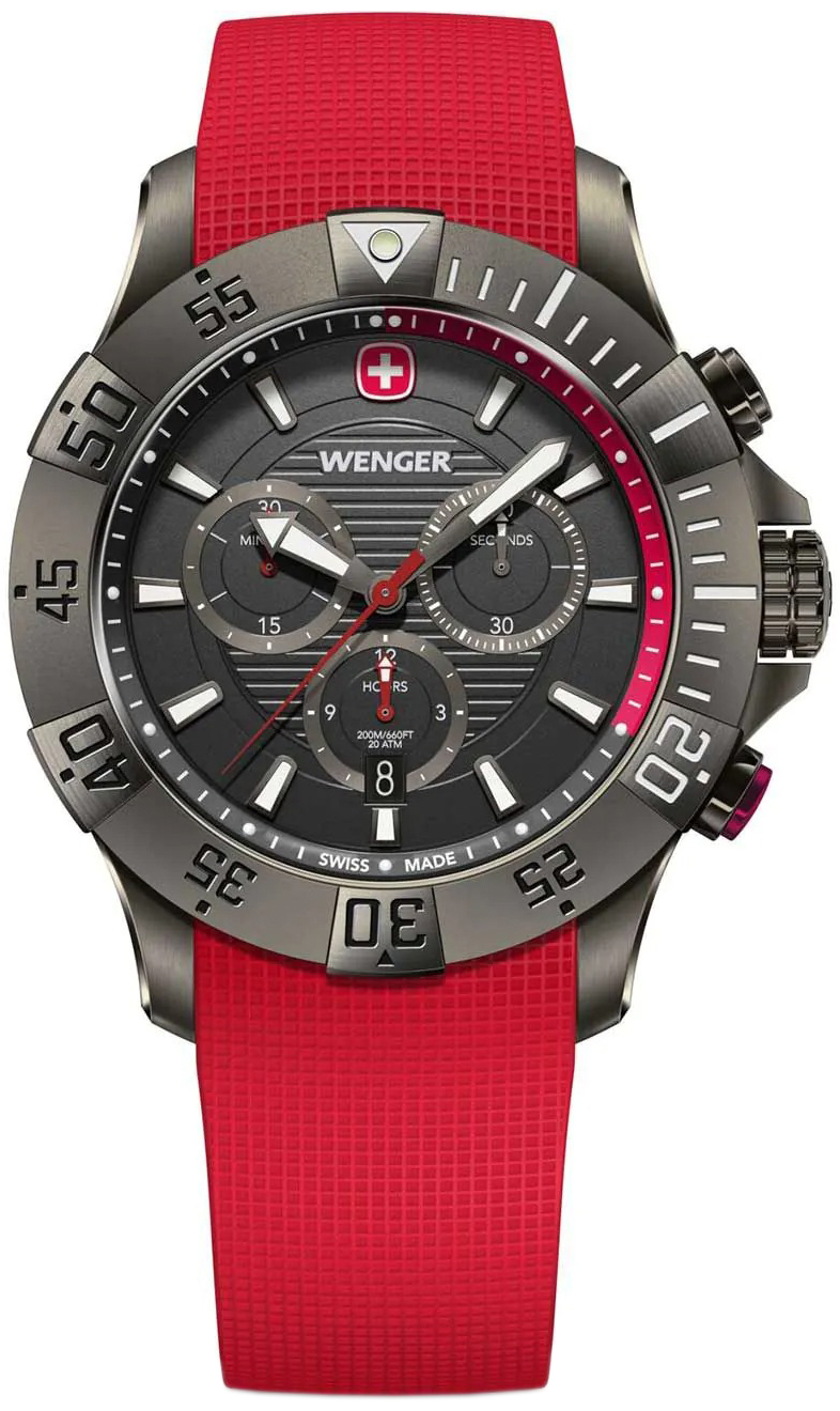 Wenger Herrklocka 01.0643.128 Seaforce Gr&aring;/Gummi &Oslash;43 mm