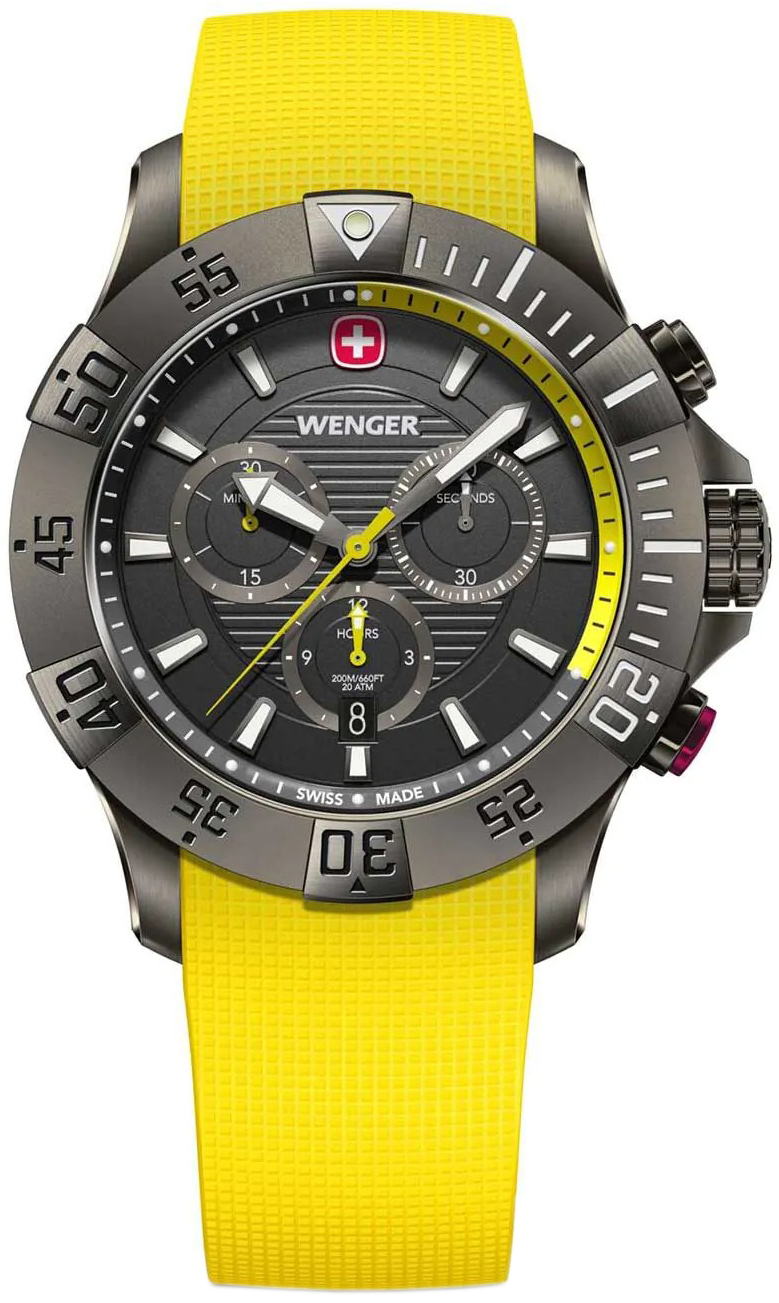 Wenger Herrklocka 01.0643.129 Seaforce Gr&aring;/Gummi &Oslash;43 mm