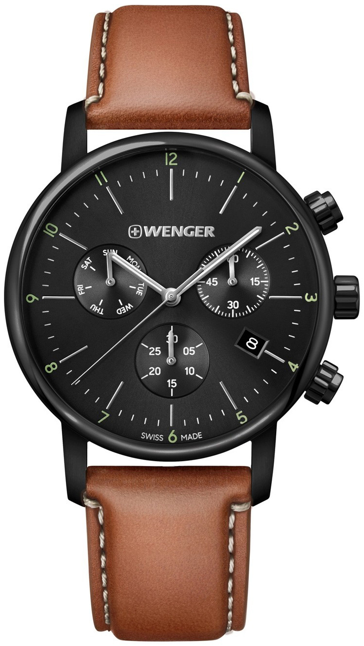 Wenger Herrklocka 01.1743.115 Svart/Läder Ø44 mm - Wenger