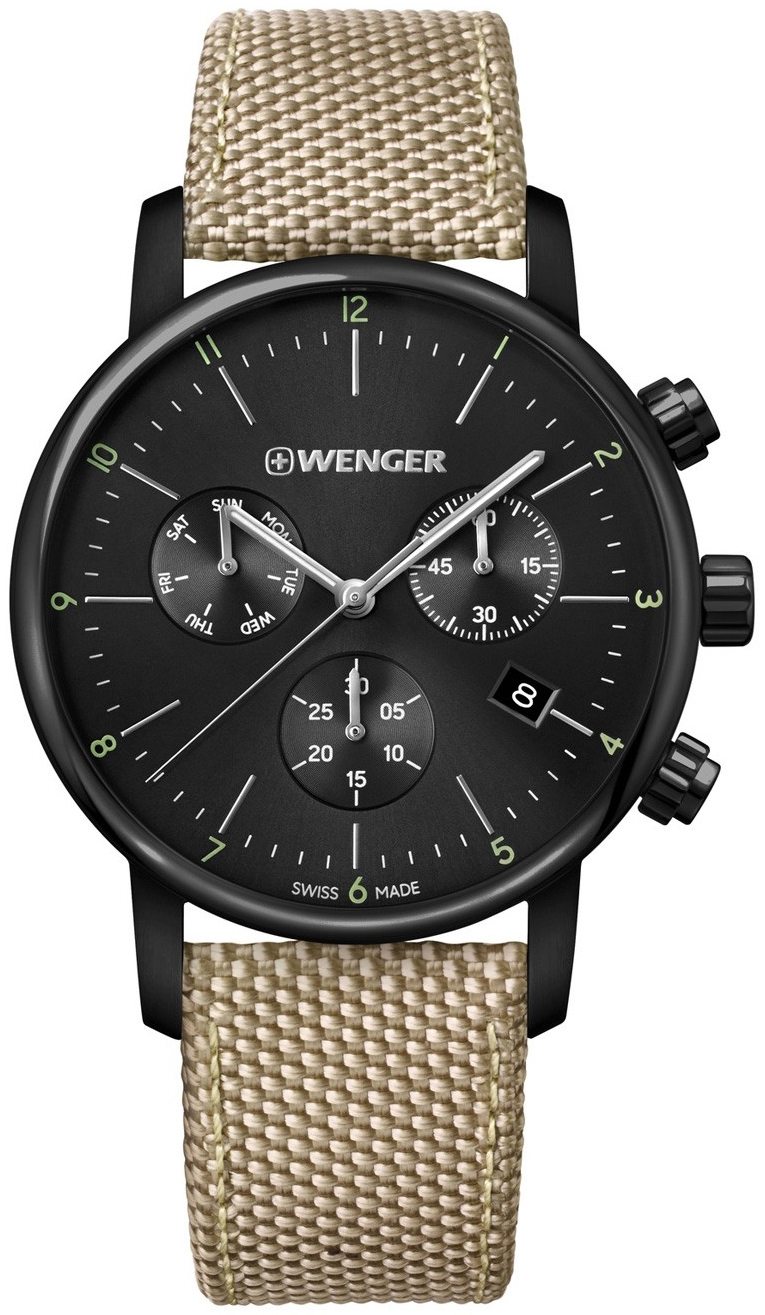 Wenger Herrklocka 01.1743.117 Svart/Läder Ø44 mm - Wenger