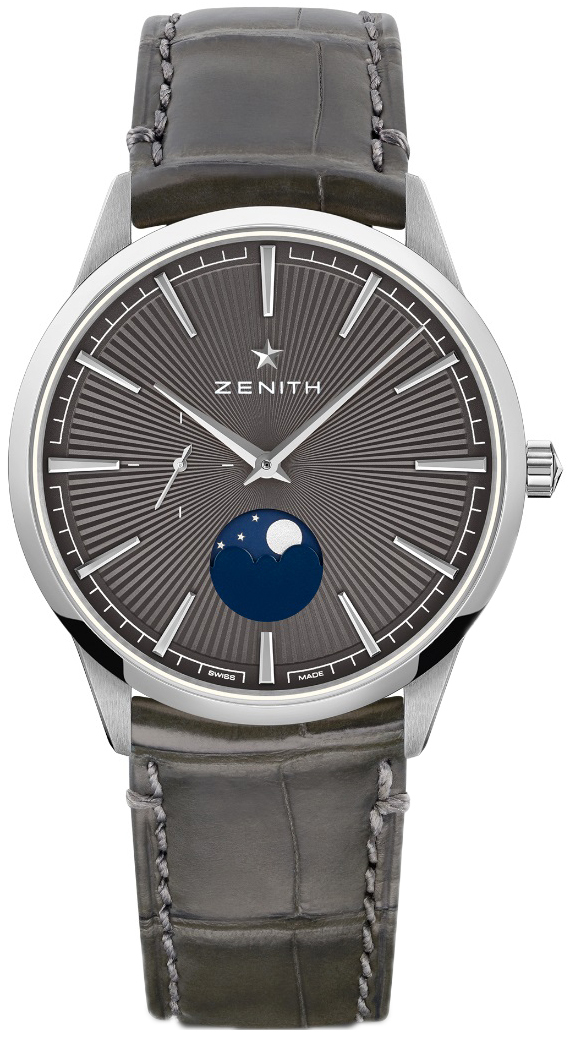 Zenith Herrklocka 03.3100.692-03.C923 Elite Moonphase Grå/Gummi - Zenith