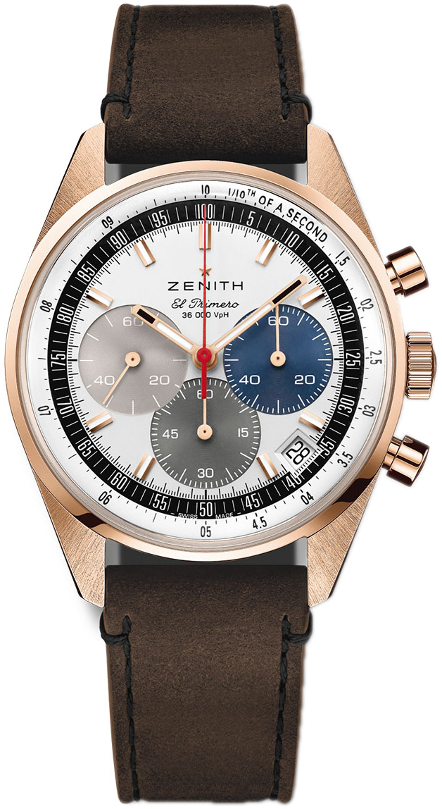 Zenith 18.3200.3600-69.C901 Chronomaster Original Vit/Läder Ø38 mm - Zenith