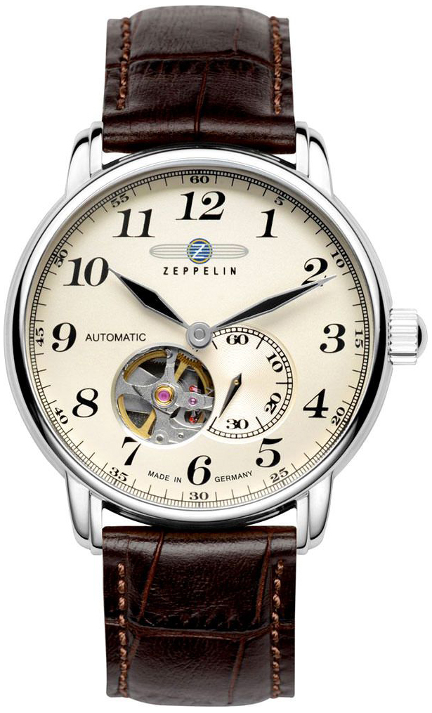 Zeppelin Herrklocka 76665 Lz 127 Graf Beige/L&auml;der &Oslash;40 mm