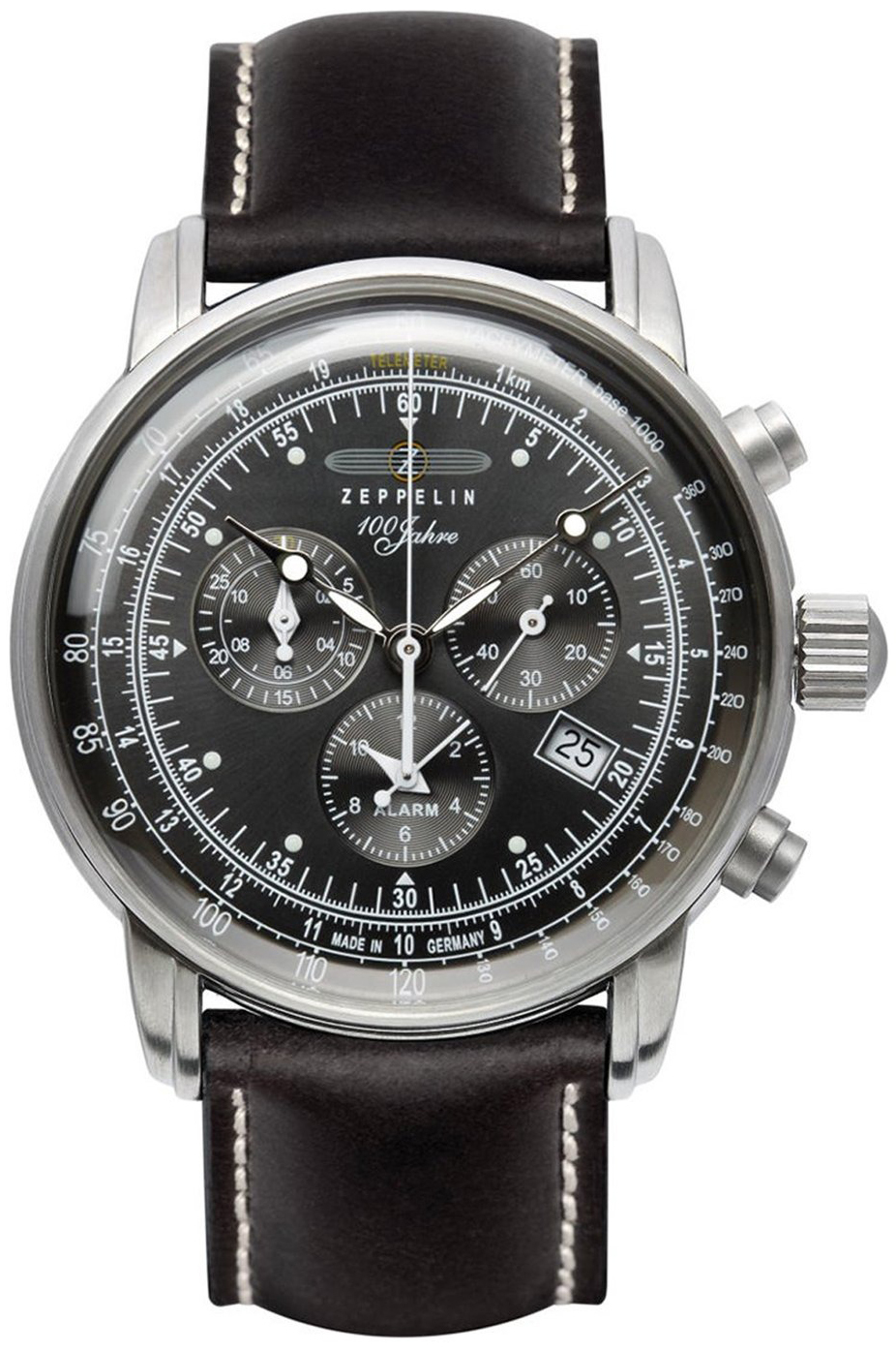 Zeppelin 100 Jahre Herrklocka 76802 Svart/Läder Ø42 mm - Zeppelin