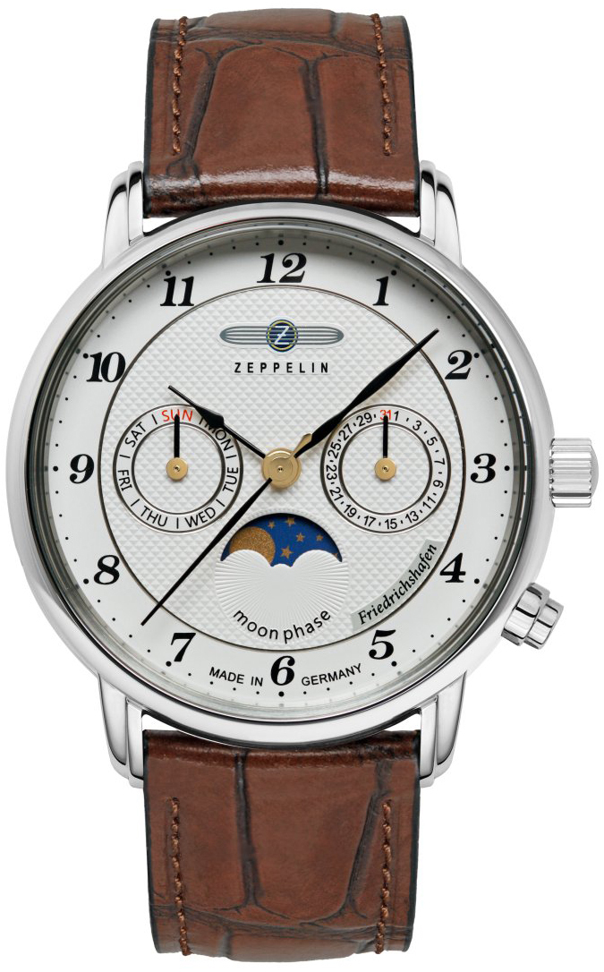 Zeppelin Damklocka 85371 Friedrichshafen Silverf&auml;rgad/L&auml;der &Oslash;36 mm