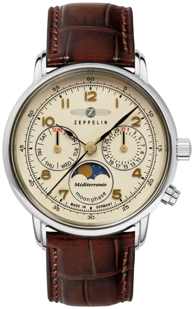Zeppelin Herrklocka 96375 Mediterranee Beige/L&auml;der &Oslash;36 mm